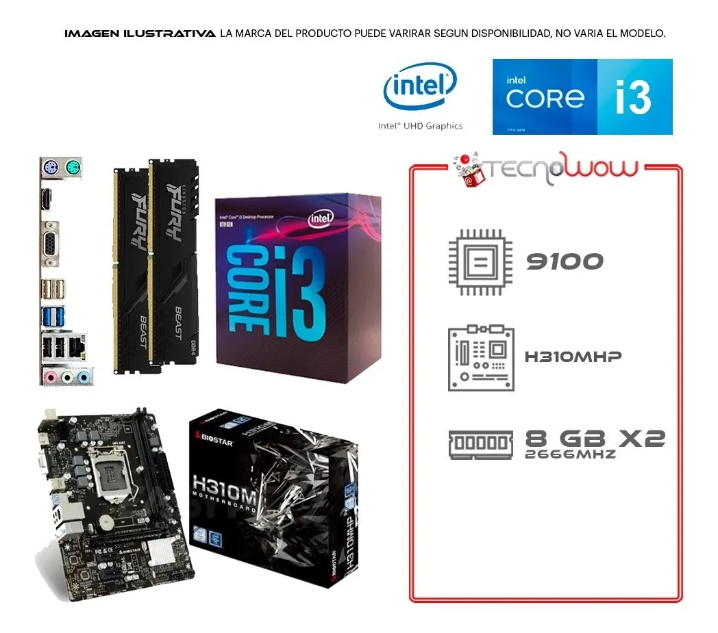 Kit De Actualización Intel I3 9100 H310mhp 16gb Ram
